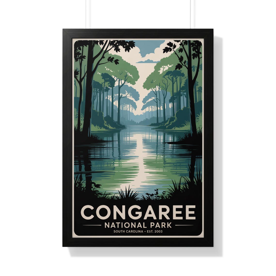 Congaree National Park South Carolina Cypress Swamp Vintage Poster