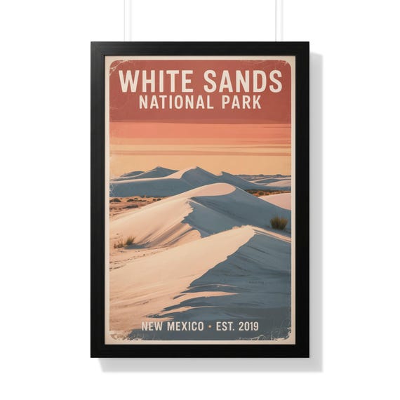 White Sands National Park Retro Travel Poster Minimalist New Mexico Art