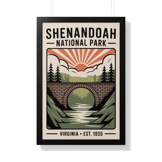 Shenandoah National Park Virginia Stone Bridge Retro Travel Poster
