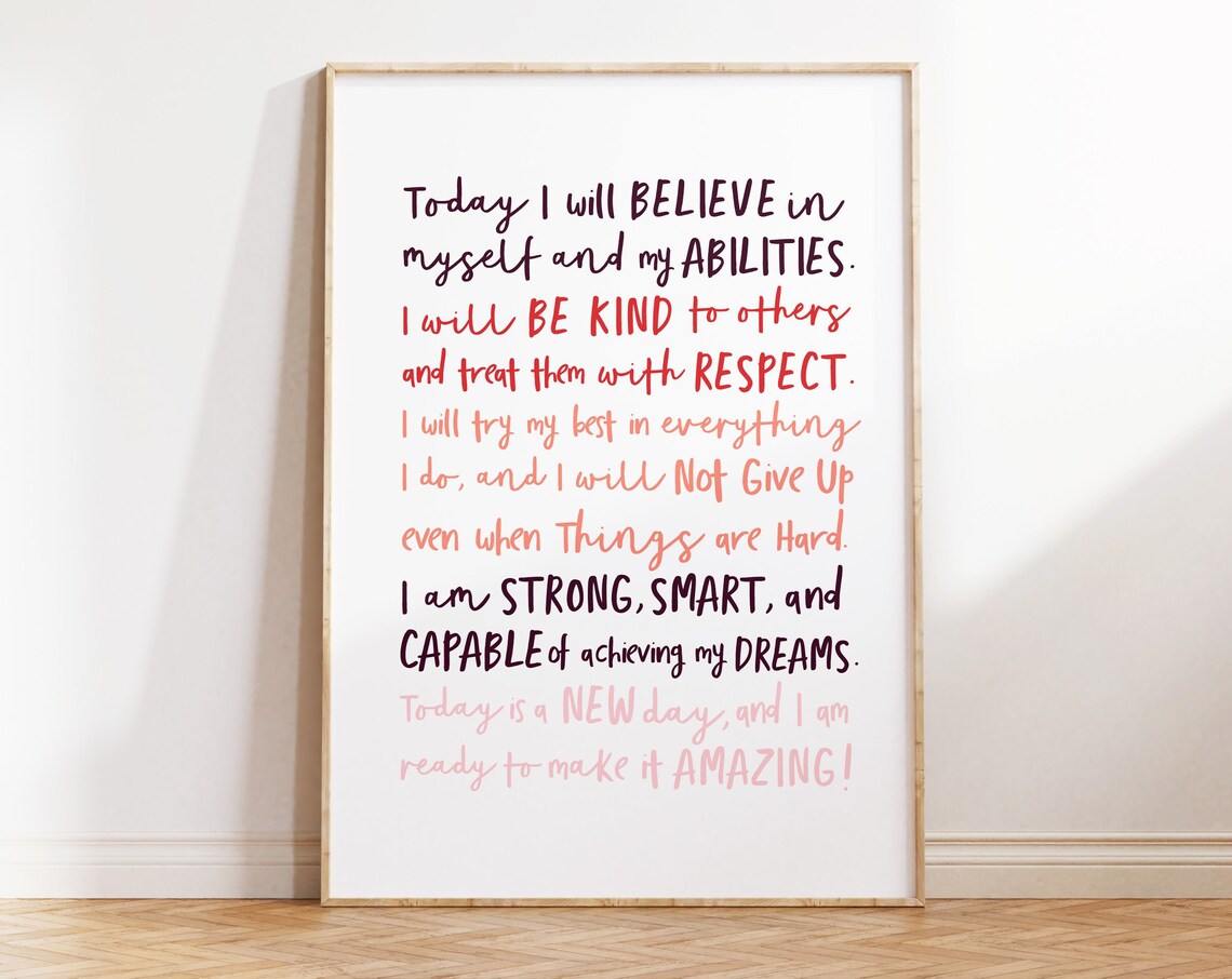 Affirmation Poster Print, Trendy Aesthetic Pink