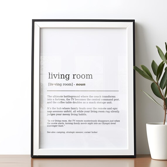 Living Room Funny Definition Style Family TV Room Gift Wall Poster