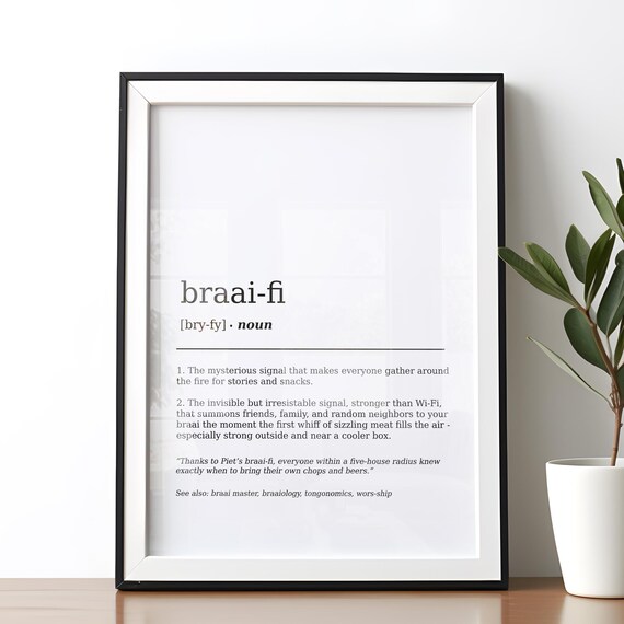 Funny Braai Definition Art Print, South African