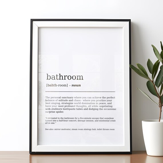 Funny Bathroom Dictionary Definition Wall Art Print Prints