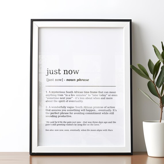 Funny Just Now Definition Print, Minimalist Decor