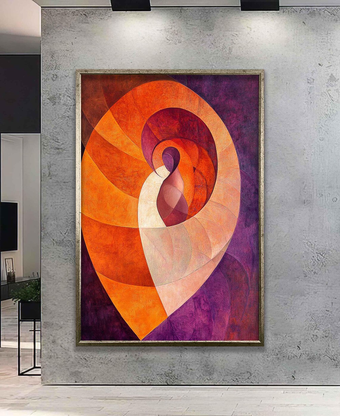 Swirling Orange Purple Spiral Shell Abstract Geometric Art Poster - Image 5