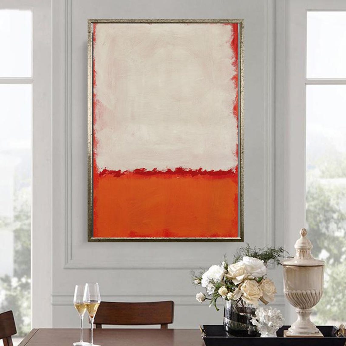 Red And White Color Field Abstract Painting Gallery Modern Poster
