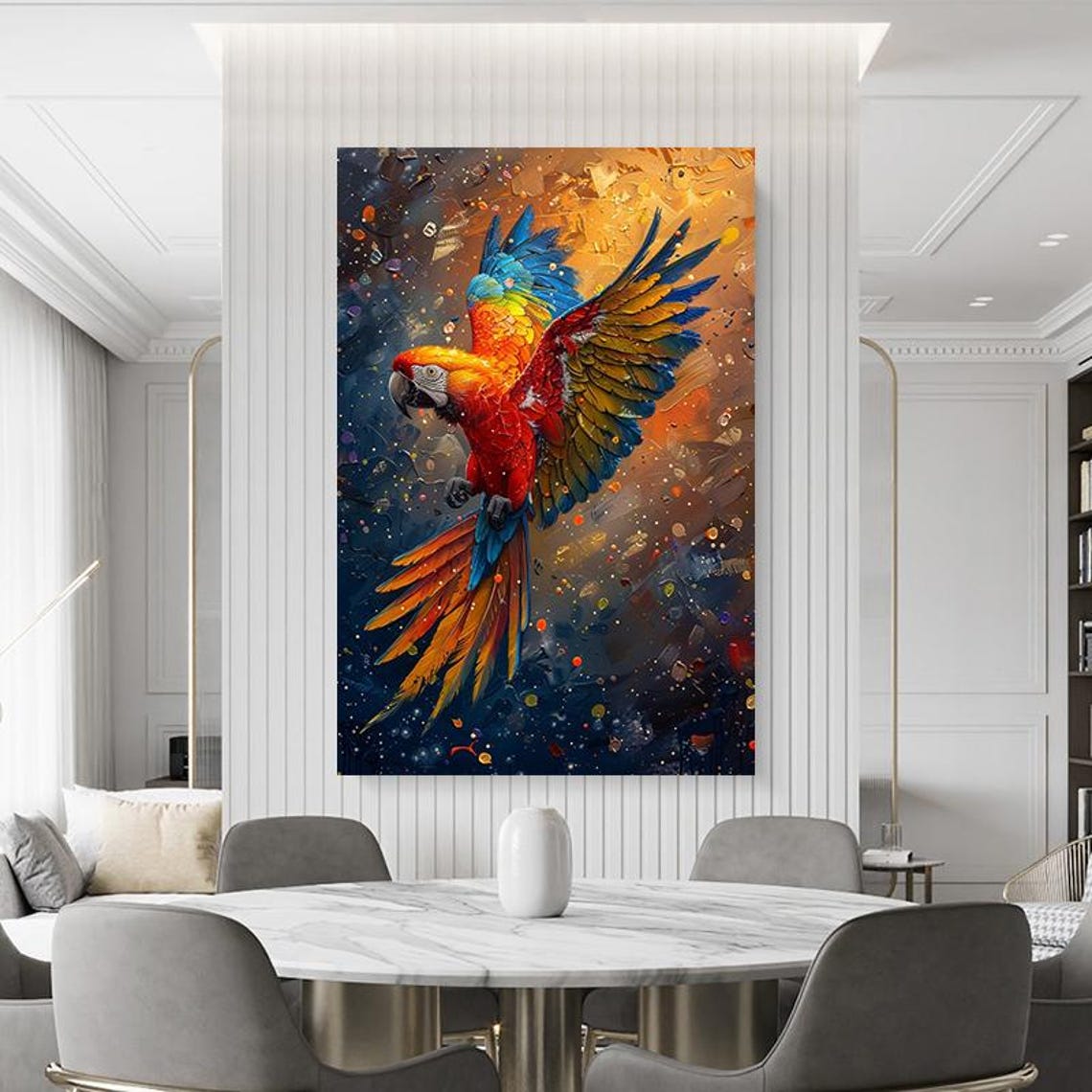 Scarlet Macaw Parrot Soaring in Flight Vibrant Bird Art Poster - Image 3