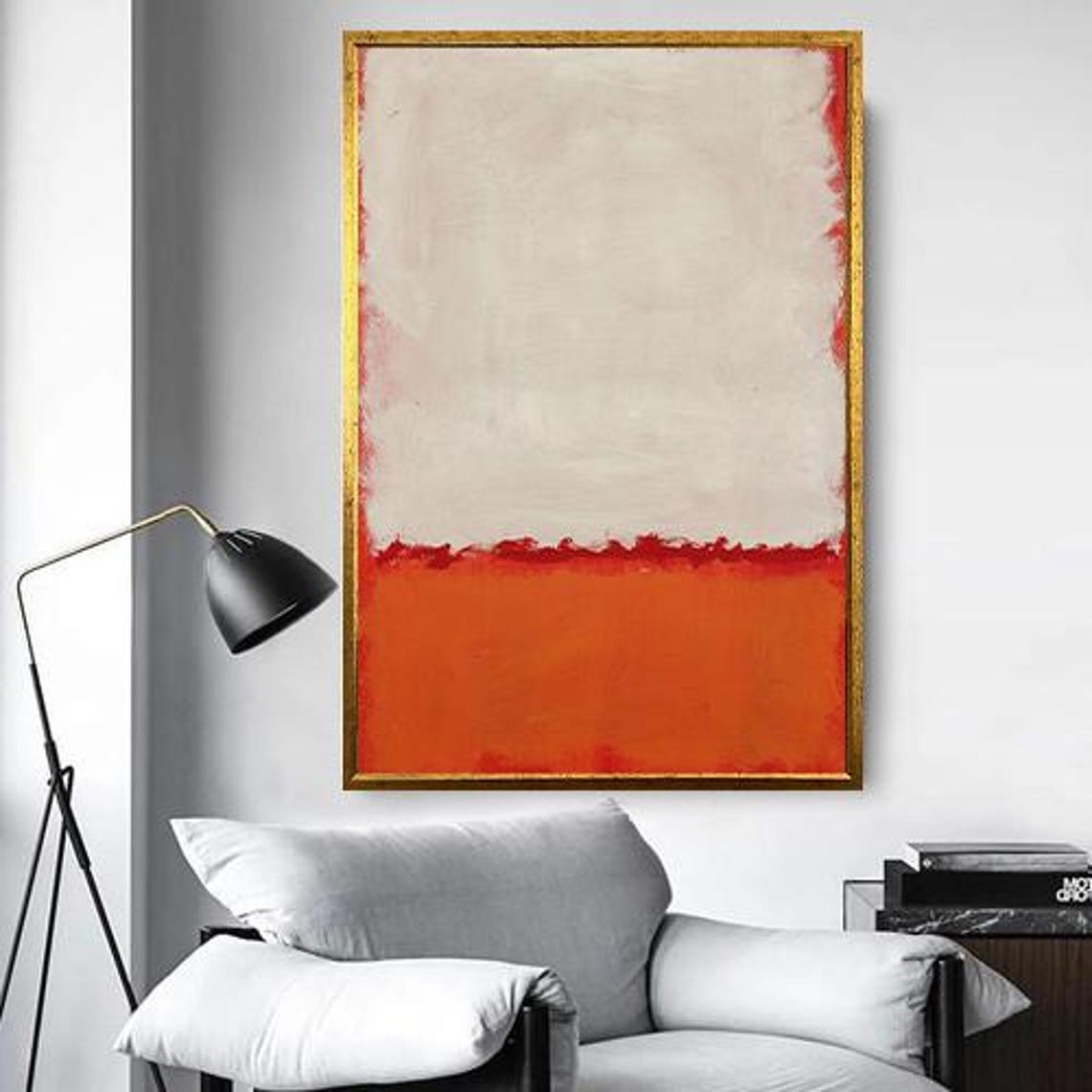 Red And White Color Field Abstract Painting Gallery Modern Poster - Image 5