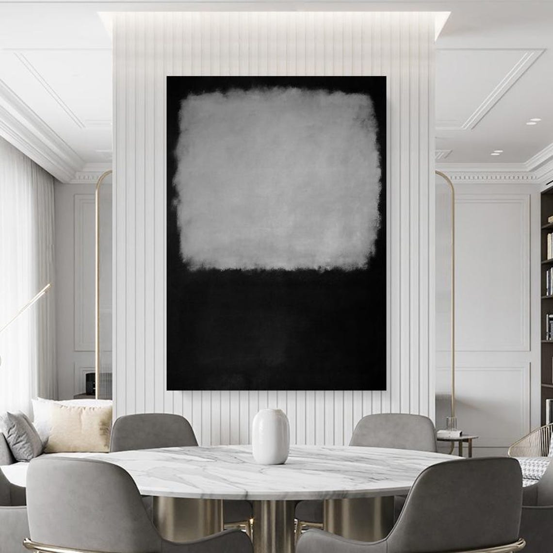 Charcoal Black And Soft Gray Modern Color Field Abstract Wall Art - Image 4
