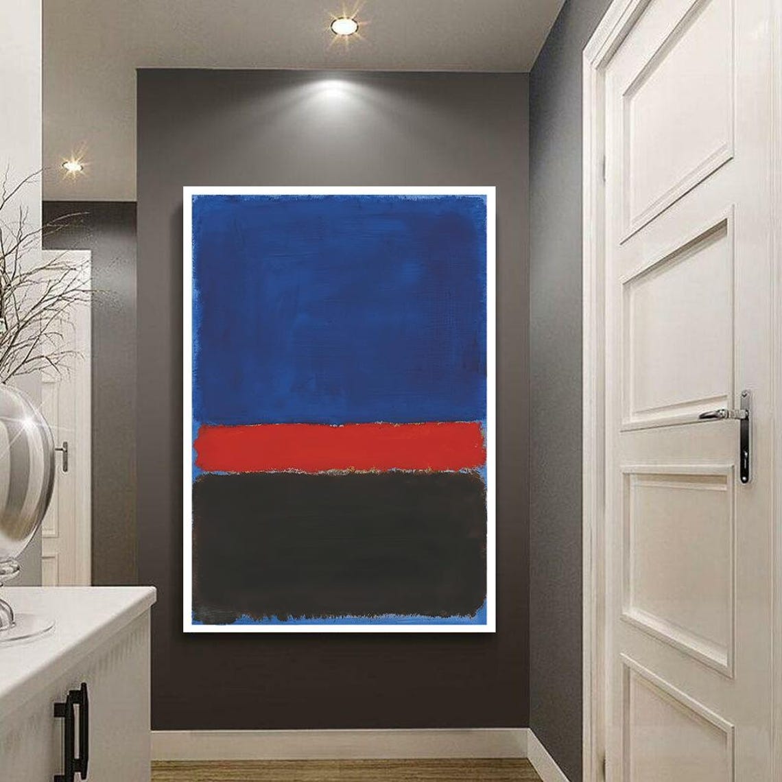 Bold Blue Red Black Abstract Color Field Rothko Style Poster - Image 4