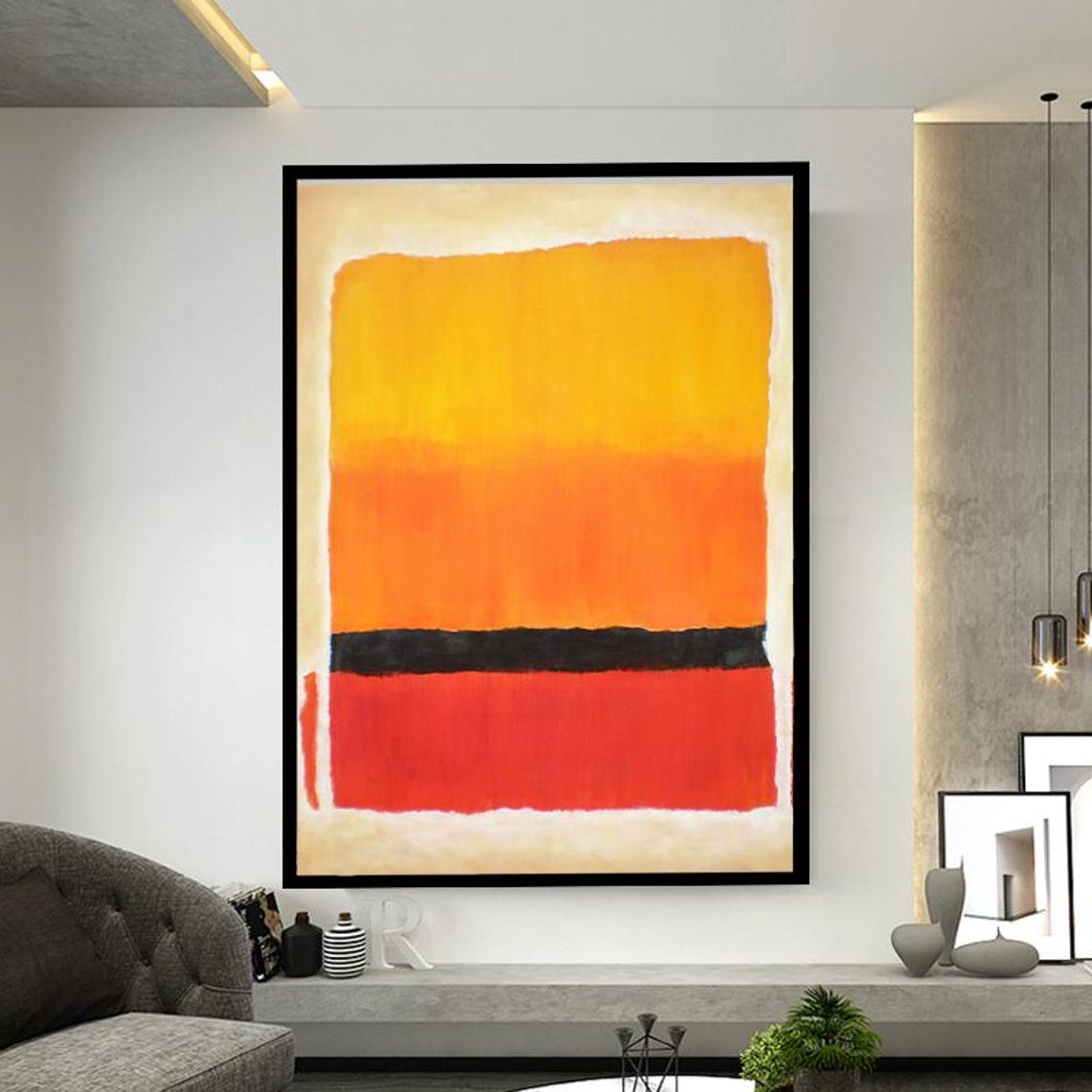 Vibrant Orange Red Yellow Abstract Color Block Rothko Style Poster - Image 2