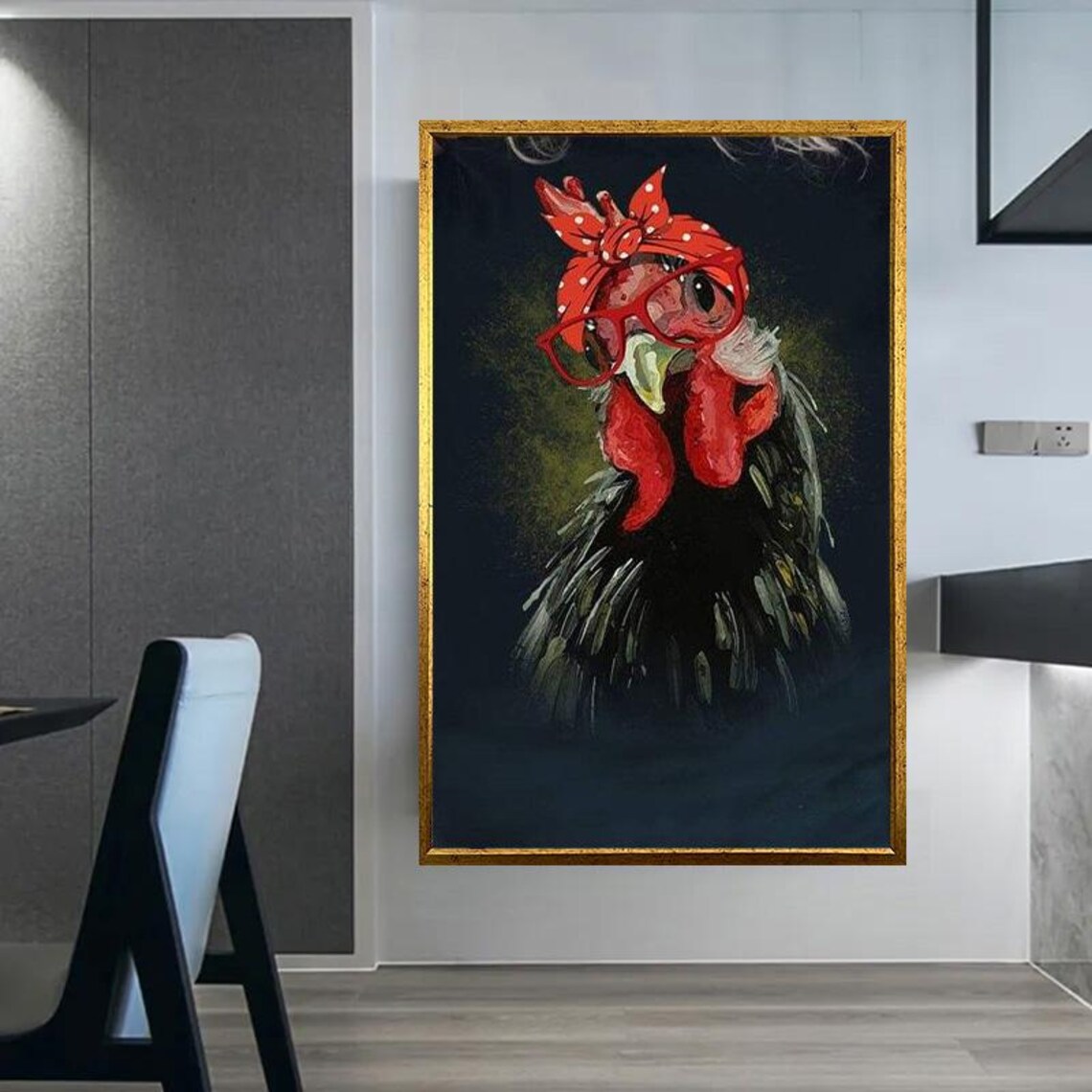 Funny Chicken Wearing Red Bandana And Glasses Farm Animal Poster - Image 5
