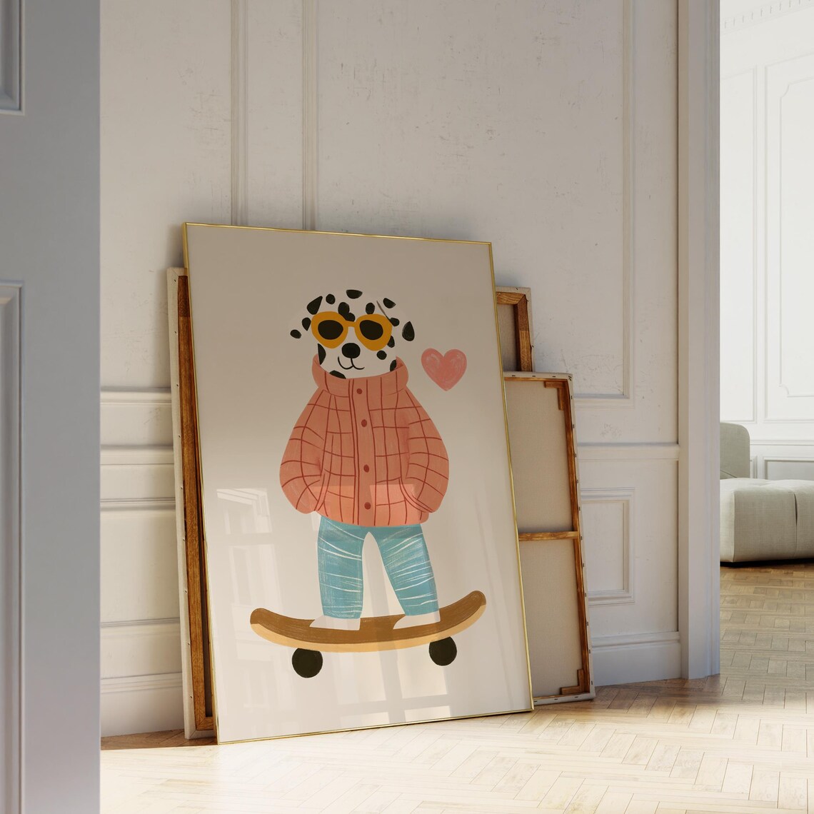 Cool Skateboarding Dalmatian In Sunglasses Kids Room Art Poster - Image 5