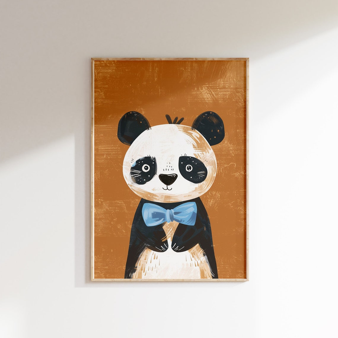 Panda With Bow Tie Print Whimsical Animal Art Modern Nursery And Kids Room Decor