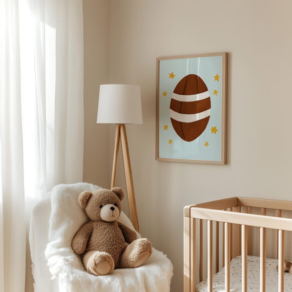 Football Wall Art Sports Themed Nursery Print Boys Room Decor Kids Wall Art Poster Athletic Room Decor Toddler Sports Decor