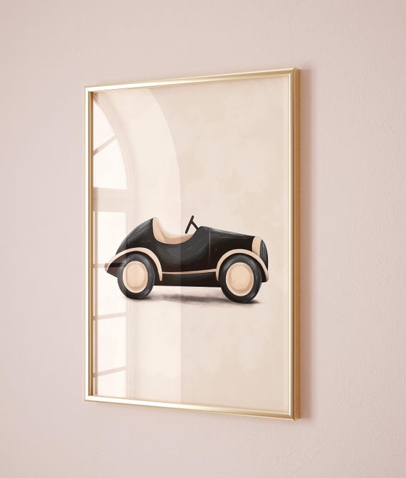 Vintage Car Wall Art Boys Room Decor Playroom Nursery Transportation Print Retro Car Poster Kids Room Decor