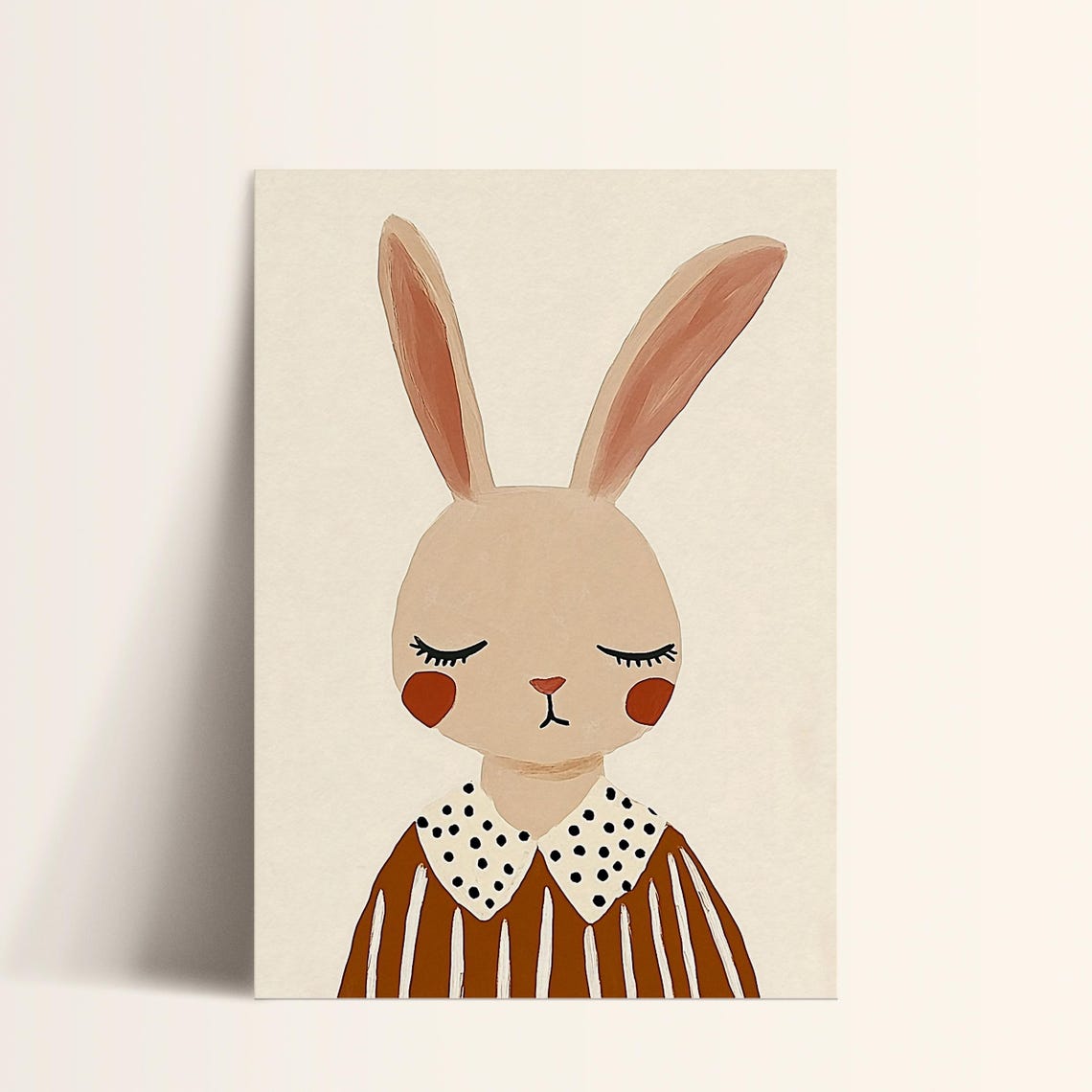 Neutral Bunny Art Modern Nursery Decor Kids Room Print Minimal Animal Art