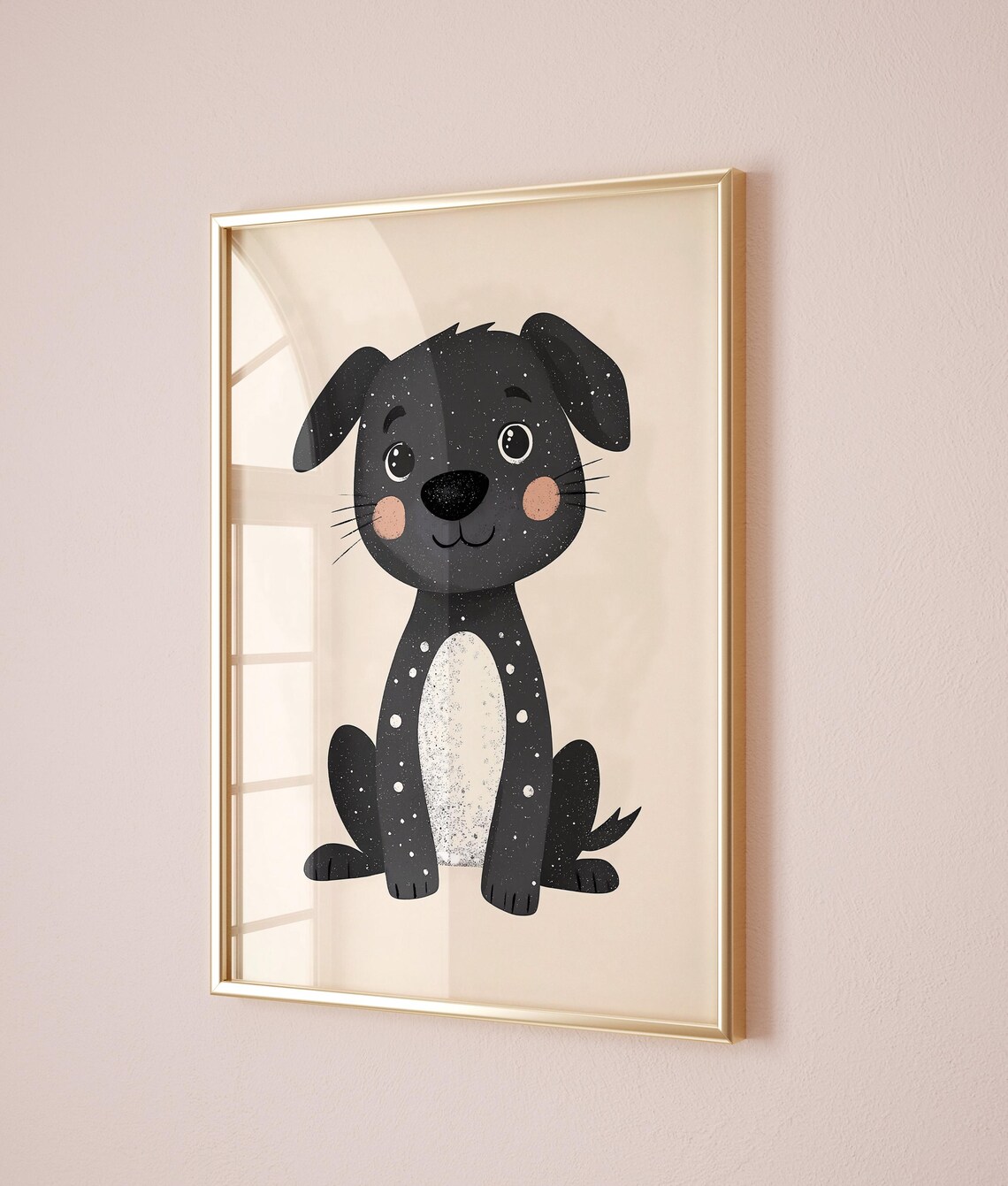 Black Puppy Cute Dog Kids Room Animal Nursery Poster Art Decor