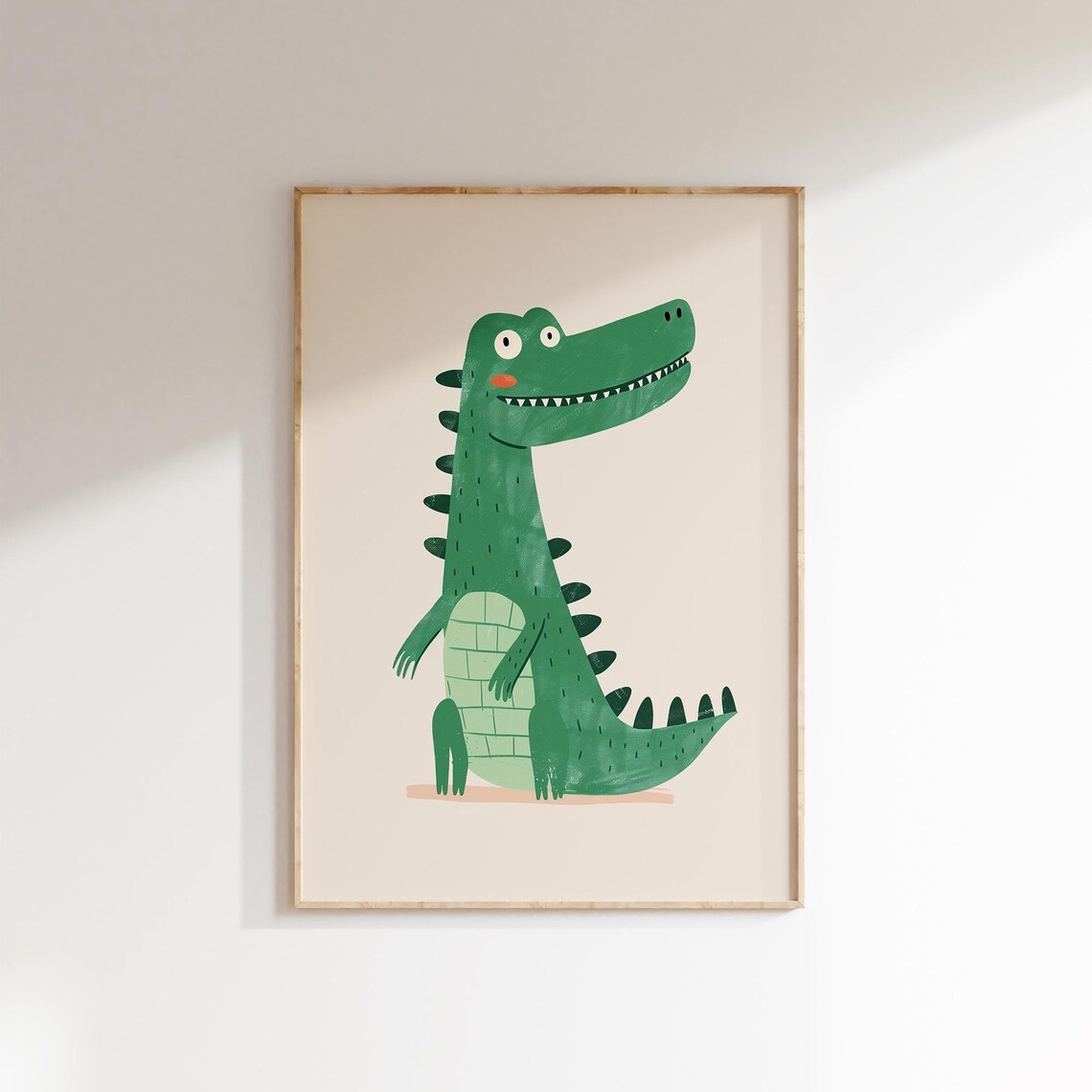 Smiling Green Crocodile Cute Nursery Kids Room Animal Theme Art Poster - Image 2
