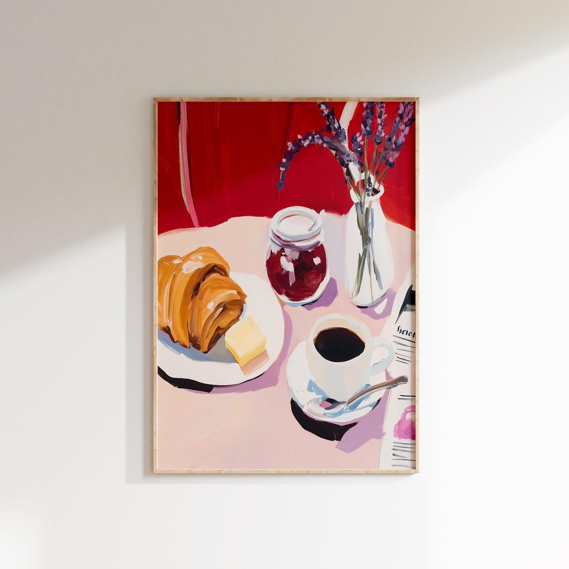 French Cafe Breakfast Croissant Coffee Jam Lavender Morning Art Poster - Image 4