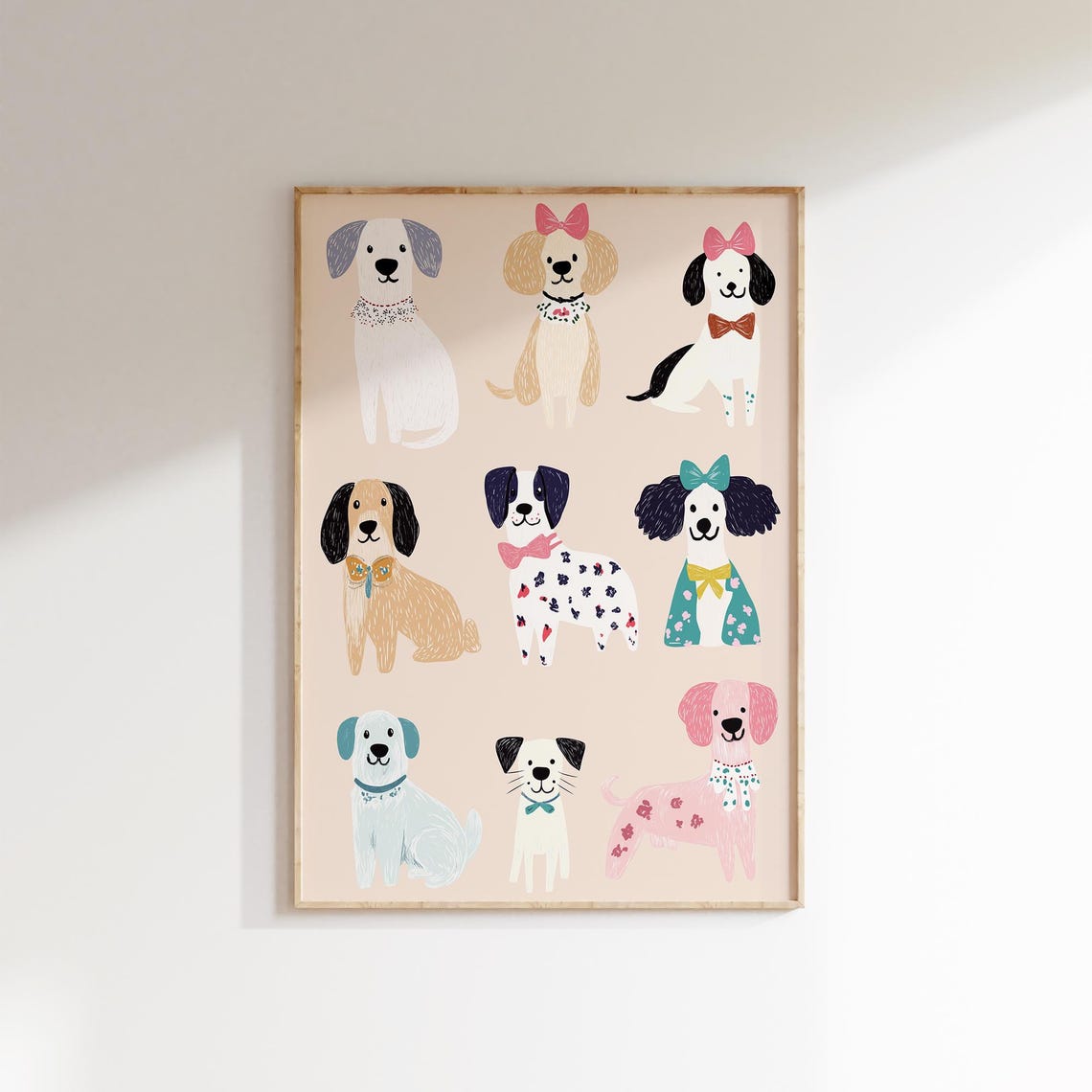 Modern Puppy Illustration Cute Dog Wall Art Nursery Animal Print Playful Dog Decor Kids Room Poster Pet Lover Gift Colorful Dog Art