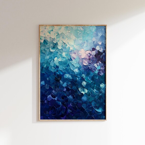 Eclectic Maximalist Abstract Art Vibrant Bold Home Decor Colorful Textured Wall Art Modern Contemporary Design Office Decor Blue
