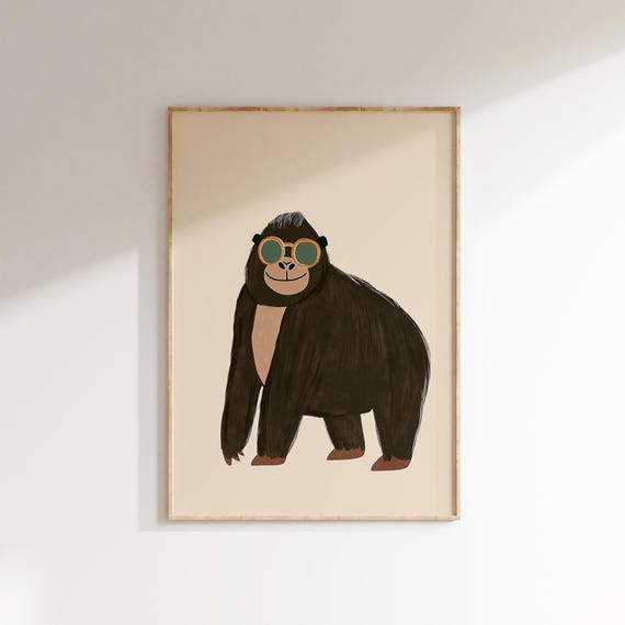 Gorilla Nursery Art Bundle Jungle Animal Prints Playful Wall Decor For Kids Room Posters Playroom Decor Toddler Roon