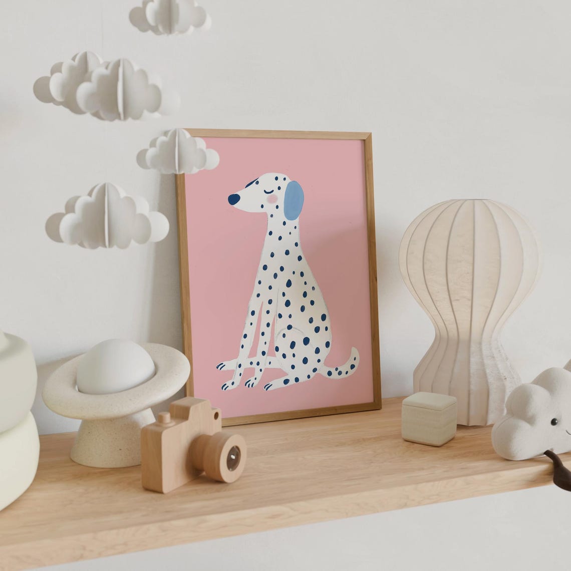 Dalmatian Dog Sitting Pink Background Sweet Nursery Art Poster - Image 6