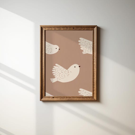 Abstract Bird Art For Kids Room Gender Neutral Nursery Decor Vintage Nursery Prints Wall Art