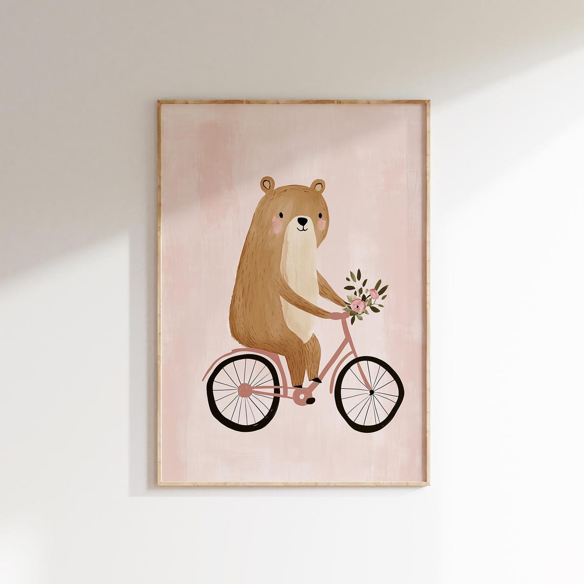 Bear On Bike Wall Art Nursery Animal Print Kids Room Decor Woodland Animal Poster Bear Art Baby Room Decor - Image 2