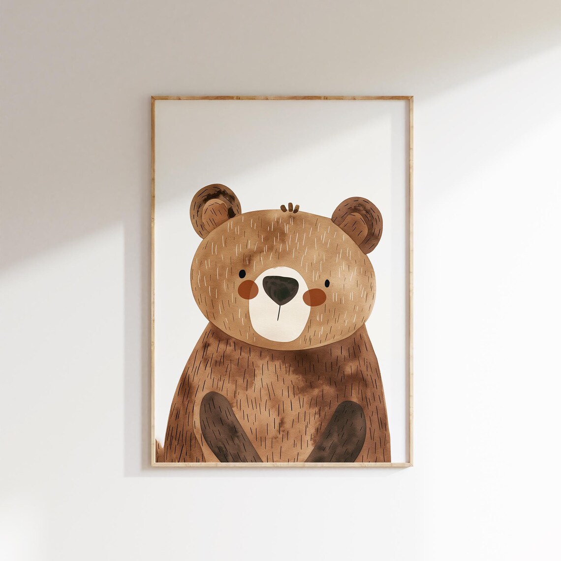 Smiling Teddy Bear Cub Portrait Watercolor Nursery Art Poster - Image 2