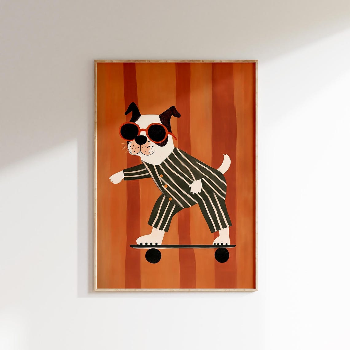 Cool Dog Skateboard Wall Art Kids Room Animal Print Playroom Dog Poster Gender Neutral Nursery Art Toddler Room Decor Boys Room Dog Art