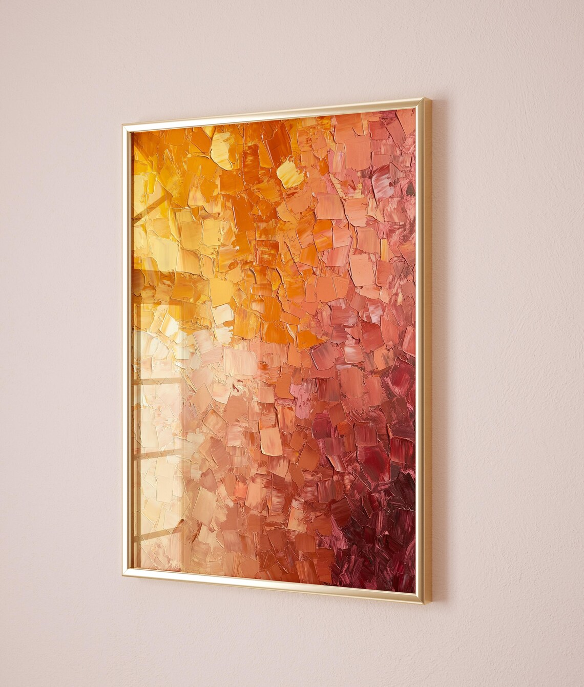 Golden Amber Sunset Red Textured Impasto Abstract Warm Art Poster - Image 2