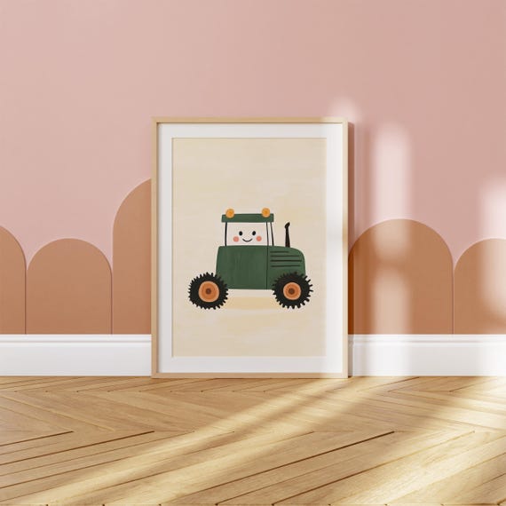 Kidstractor Wall Art Kids Room Decor Nursery Poster Playroom Vehicle Art Toddler Room Wall Art Whimsical Tractor Print