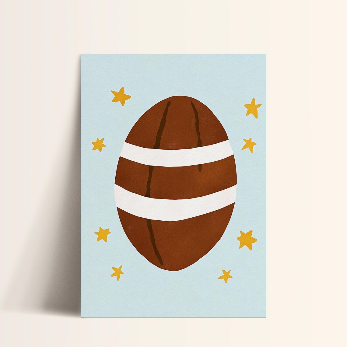 American Football with Yellow Stars Minimalist Kids Sports Poster - Image 5