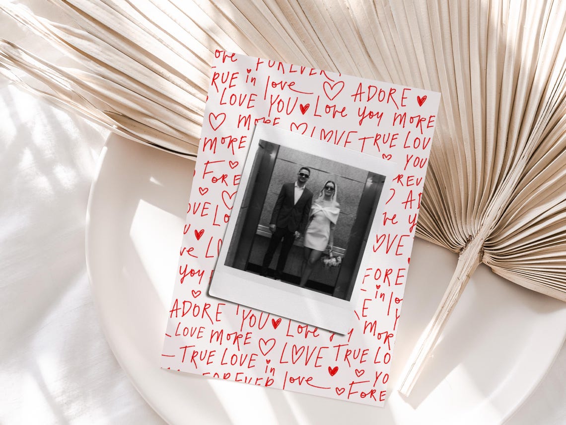Custom Valentines Card Handwritten Love Words Photo Polaroid Print - Image 2