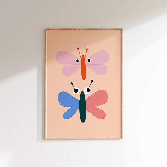 Butterfly Art Print Colorful Nursery Decor Playful Kids Room Wall Art Eclectic Nursery Prints