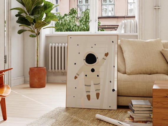 Astronaut Space Print Kids Room Wall Art Nursery Baby Room Decor Playroom Print Eclectic Nursery