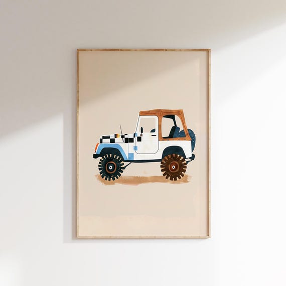 Car Wall Art Print Boys Room Decor Car Theme Playful Nursery Toddler Room Decor