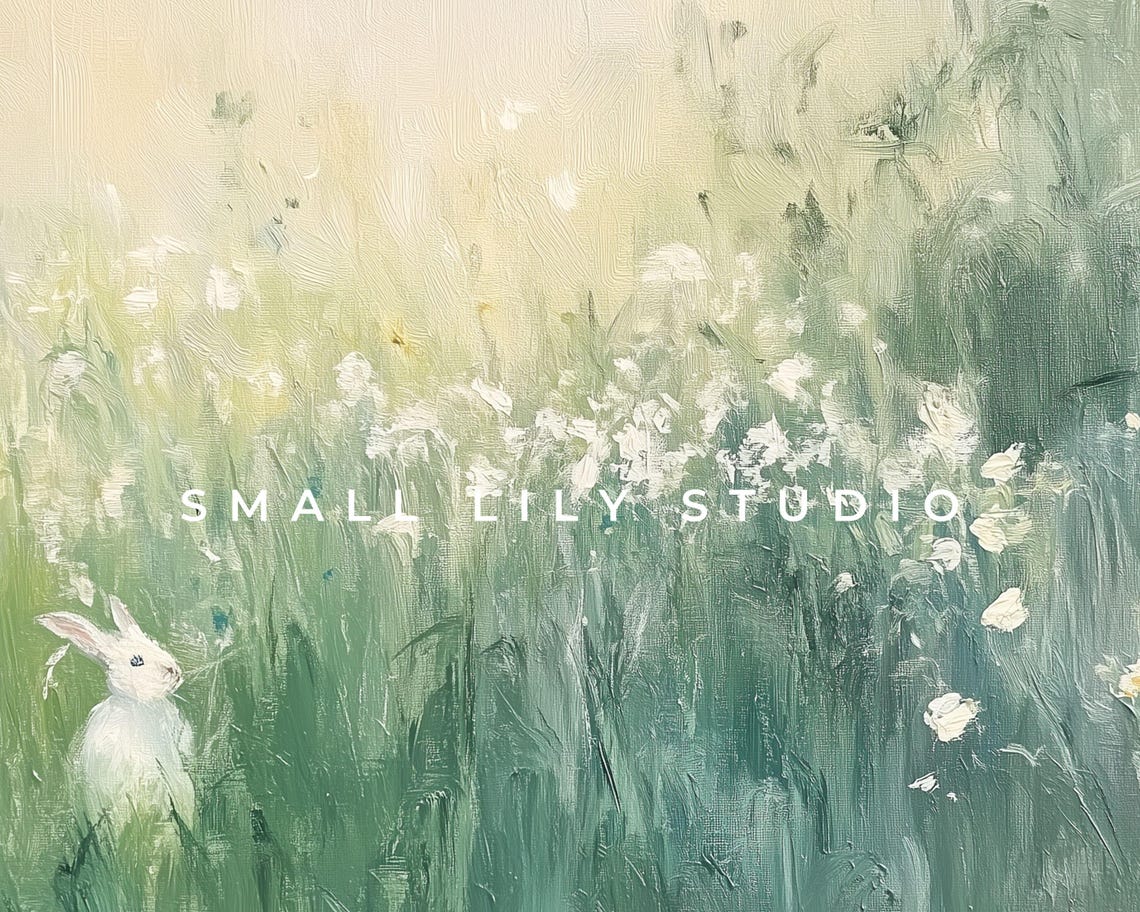 Small White Bunny In Tall Green Grass Easter Spring Meadow Poster - Image 4
