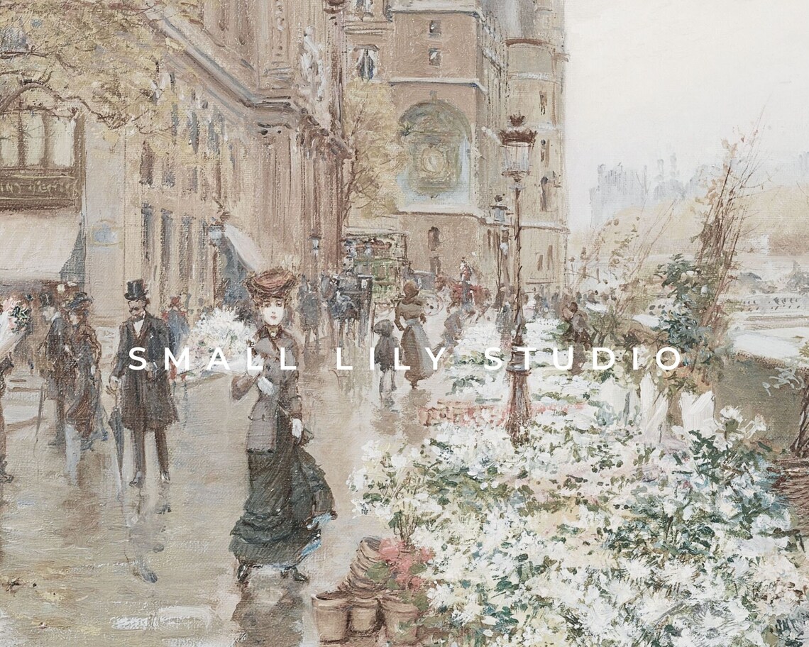 Paris Flower Market Vintage City Street Art Print - Image 4