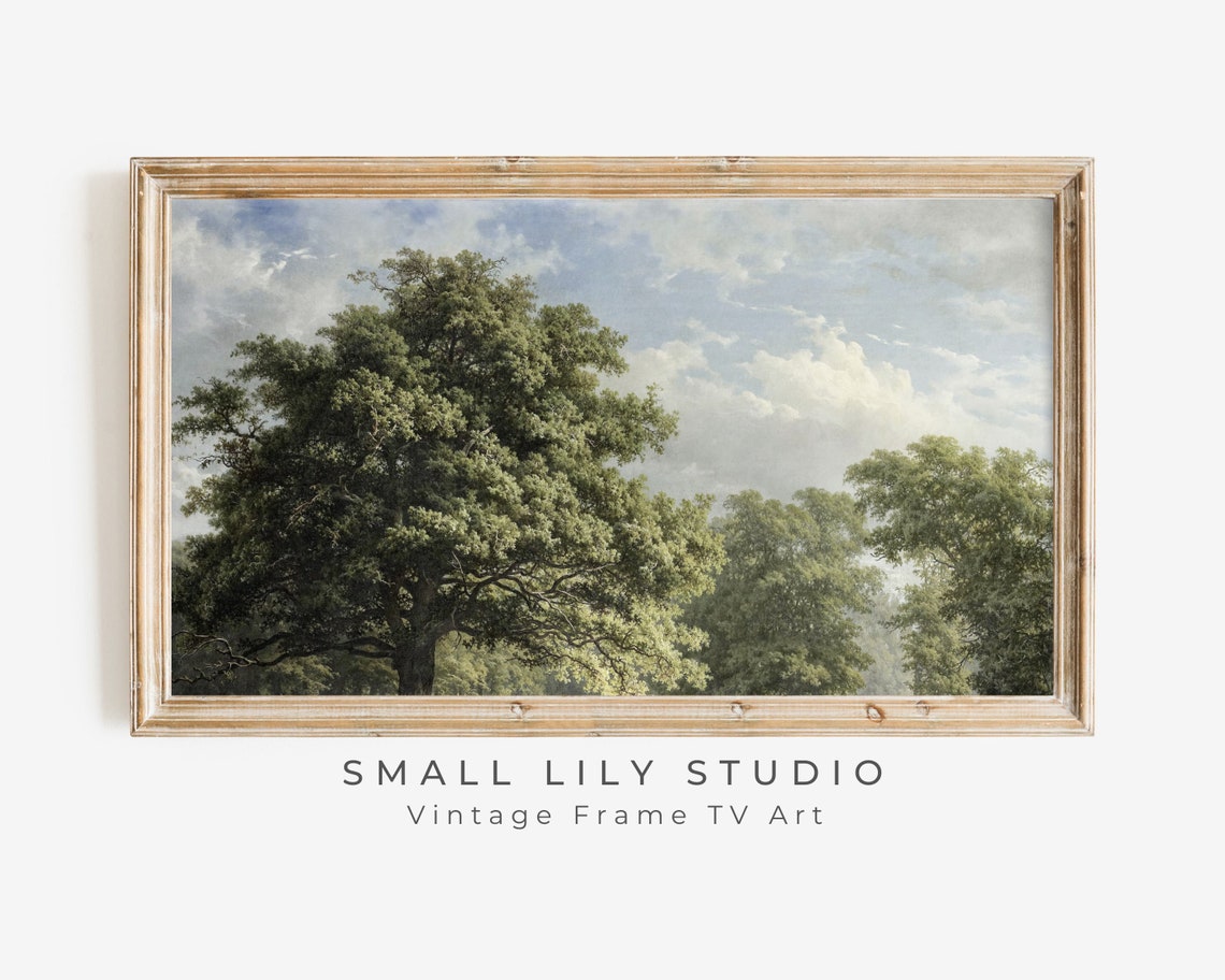 Frame Tv Art Muted Green Trees Vintage Landscape Painting Tv Art Frame Tv Pictures Nature Antique Forest Tv Art Tv23