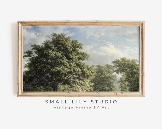 Frame Tv Art Muted Green Trees Vintage Landscape Painting Tv Art Frame Tv Pictures Nature Antique Forest Tv Art Tv23
