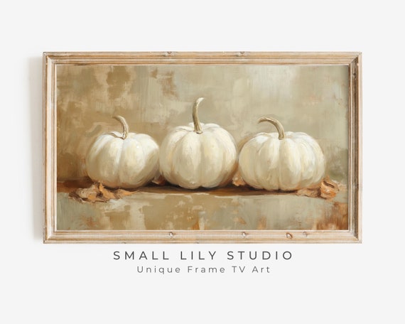 White Pumpkins Vintage Style Art Print, Autumn