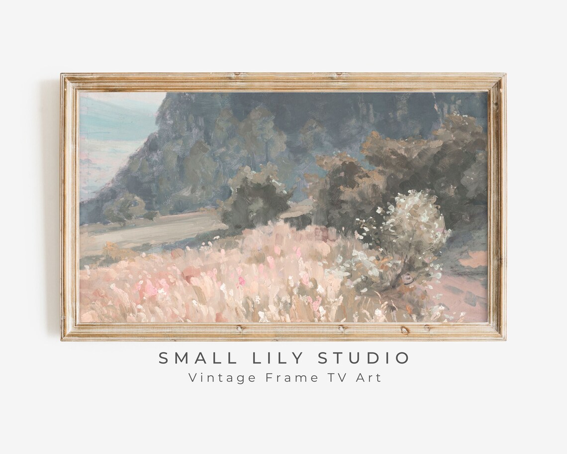Pink Flowers Spring Flower Field Vintage Floral Poster