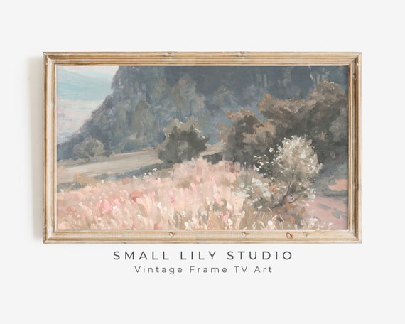 Pink Flowers Spring Flower Field Vintage Floral Poster
