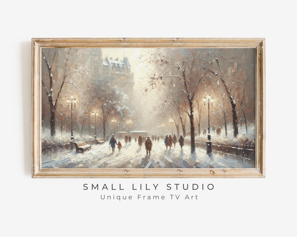 Walking In The Winter Snow, Vintage Winter Landscape Art Print