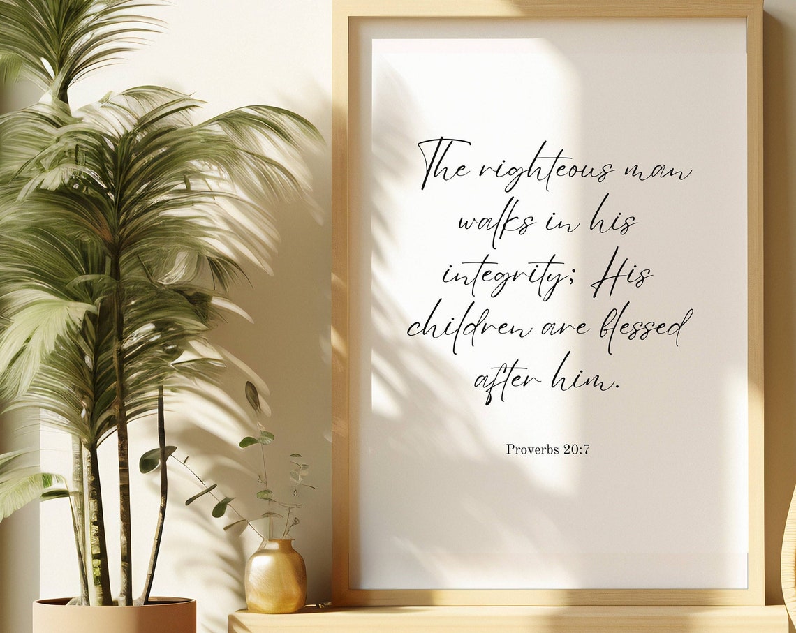 Proverbs 207 Christian Print Wall Art Fathers Day Gift Minimalist Bible Verse Art Scripture Print Poster Faith Art - Image 3