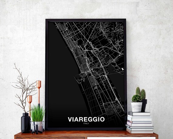 Viareggio Italy Map Poster Black White Hometown City Print Modern Home Decor Office Decoration Wall Art Dorm Bedroom Gift