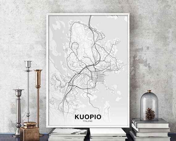 Kuopio Finland Map Poster Hometown City Print Modern Home Decor Office Decoration Wall Art Dorm Bedroom Gift